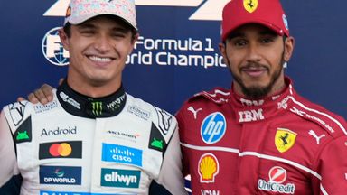 Lando Norris and Lewis Hamilton after qualifying for the 2025 Mexico City GP
