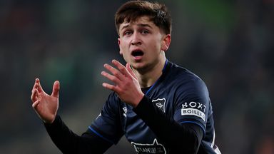 Mikey Moore reacts during Rangers' Europa League defeat against Ferencvaros