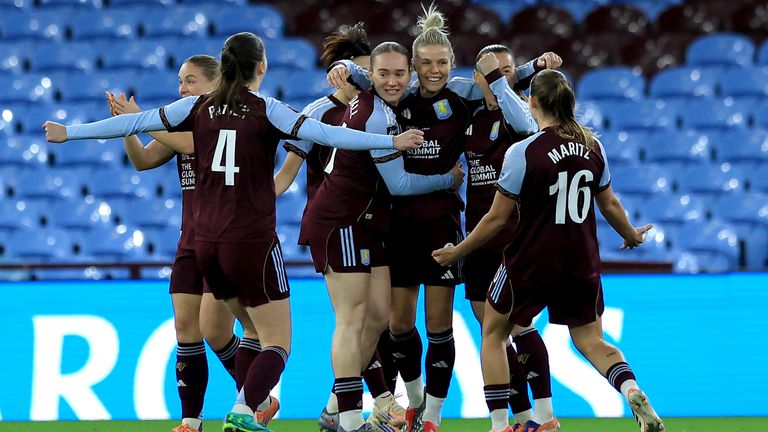 Aston Villa's Rachel Daly celebrates her double against Liverpool