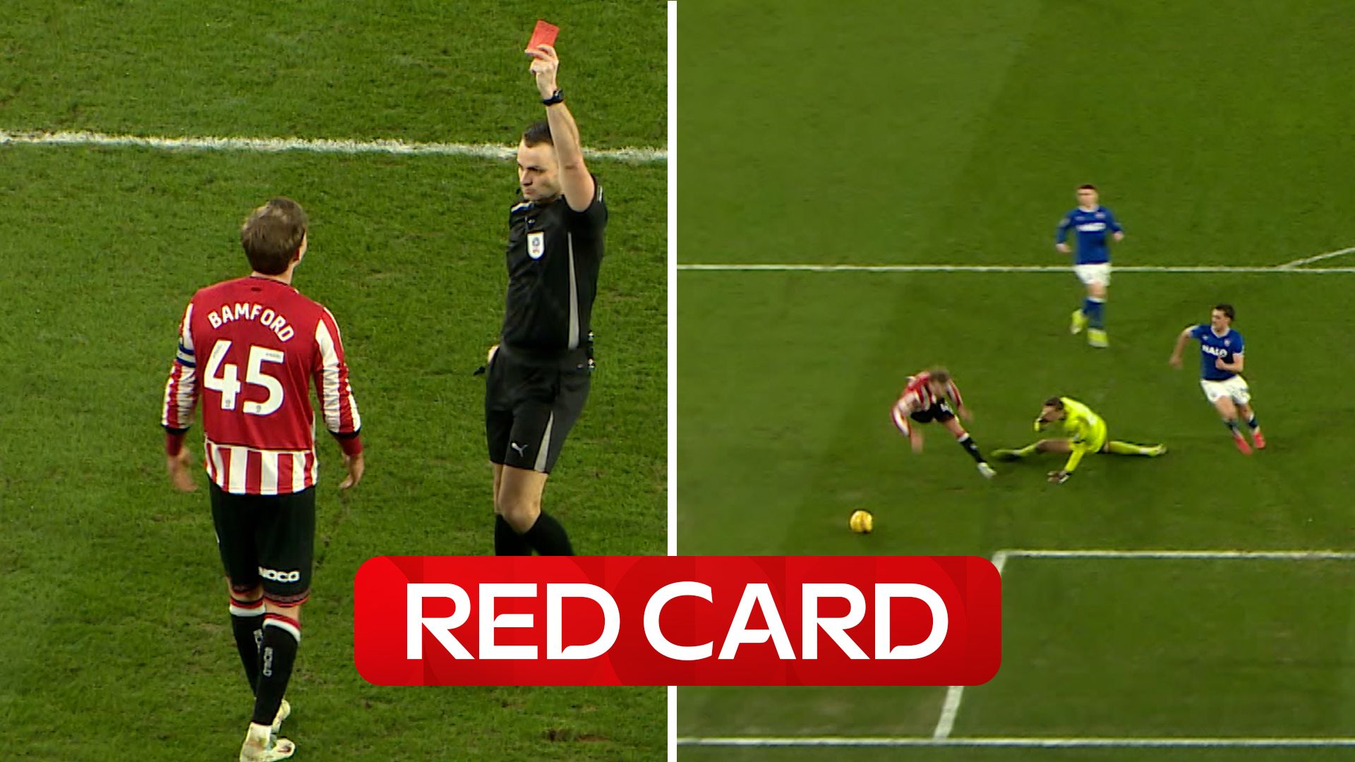 What a way to be sent off! Bamford sees red after dive