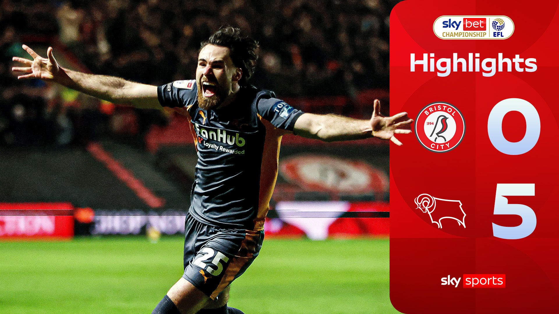 Derby thump Bristol City to move into play-off places