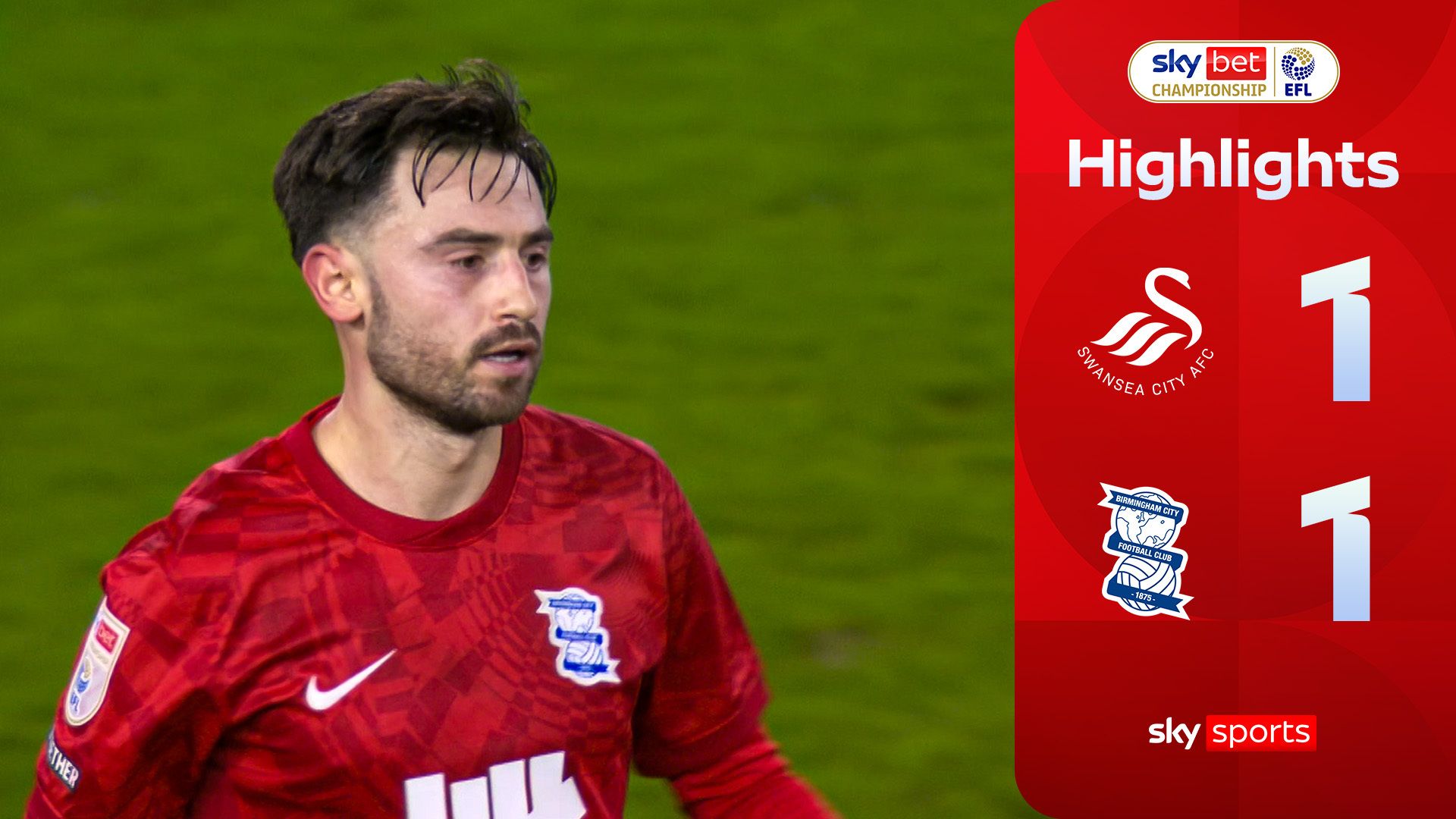 Roberts strike earns Birmingham point at Swansea