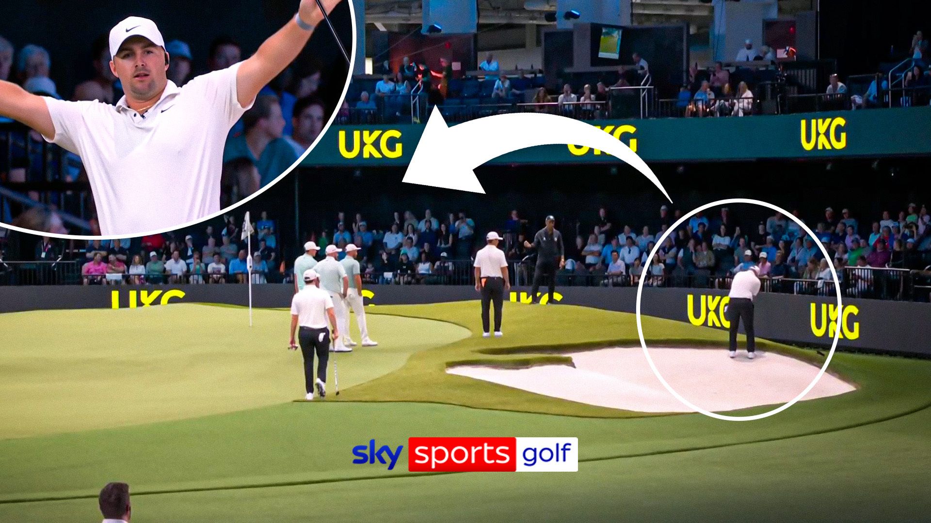 WHAT A SHOT! Gotterup chips-in from awkward lie at TGL!
