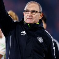 Martin O'Neill gestures to the Celtic supporters after their gutsy draw with Bologna in the Europa League after Reo Hatate was sent off