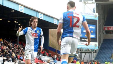Todd Cantwell celebrates with Lewis Miller after Blackburn take the lead against Watford