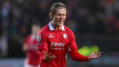 Sam Bell celebrates after putting Bristol City 2-0 up against Sheffield Wednesday