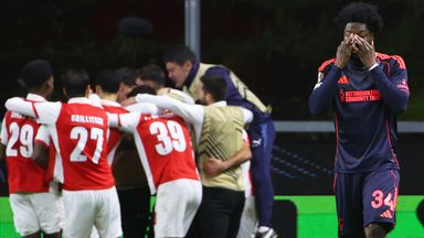 Nottingham Forest's Ola Aina reacts after Ryan Yates' own goal while Braga players celebrate