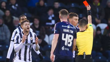 St Mirren's Jake Young was shown a red card in a goalless draw with Dundee