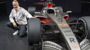 Audi team principal Jonathan Wheatley poses with the R26 