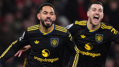 Matheus Cunha celebrates after scoring the winner for Man Utd