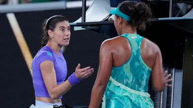 Naomi Osaka (right) was confronted by Sorana Cirstea after their second-round match in Melbourne