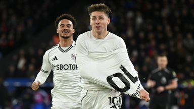 Tom Cairney takes off his shirt as he celebrates scoring Fulham's equaliser against Crystal Palace