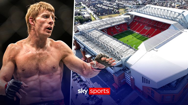 UFC lightweight star Paddy Pimblett says a return to fight in front of home fans in the UK is unlikely, unless it's at Anfield. 