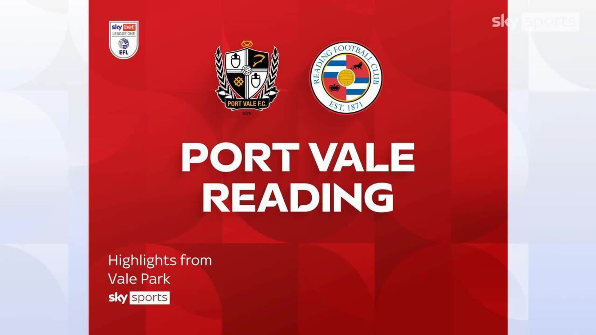 Port Vale 1-1 Reading