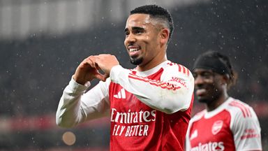 Gabriel Jesus celebrates after scoring Arsenal's fourth goal