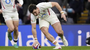 Henry Arundell scores England's first try against Wales