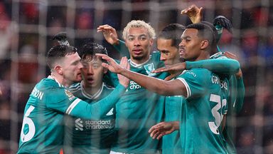 Liverpool players celebrate with Virgil van Dijk against Sunderland