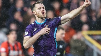 Kilmarnock's Marley Watkins celebrates after equalising at Dundee United 