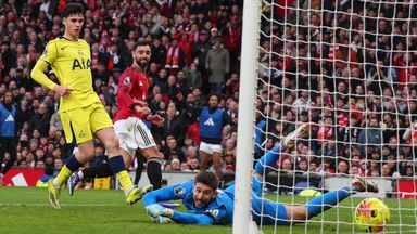 Bruno Fernandes scores Manchester United's second goal against Spurs