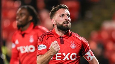 Aberdeen's Graeme Shinnie celebrates after scoring against Motherwell