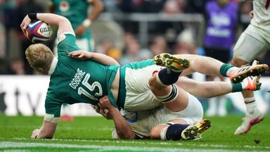 Jamie Osborne scores Ireland's fifth try against England