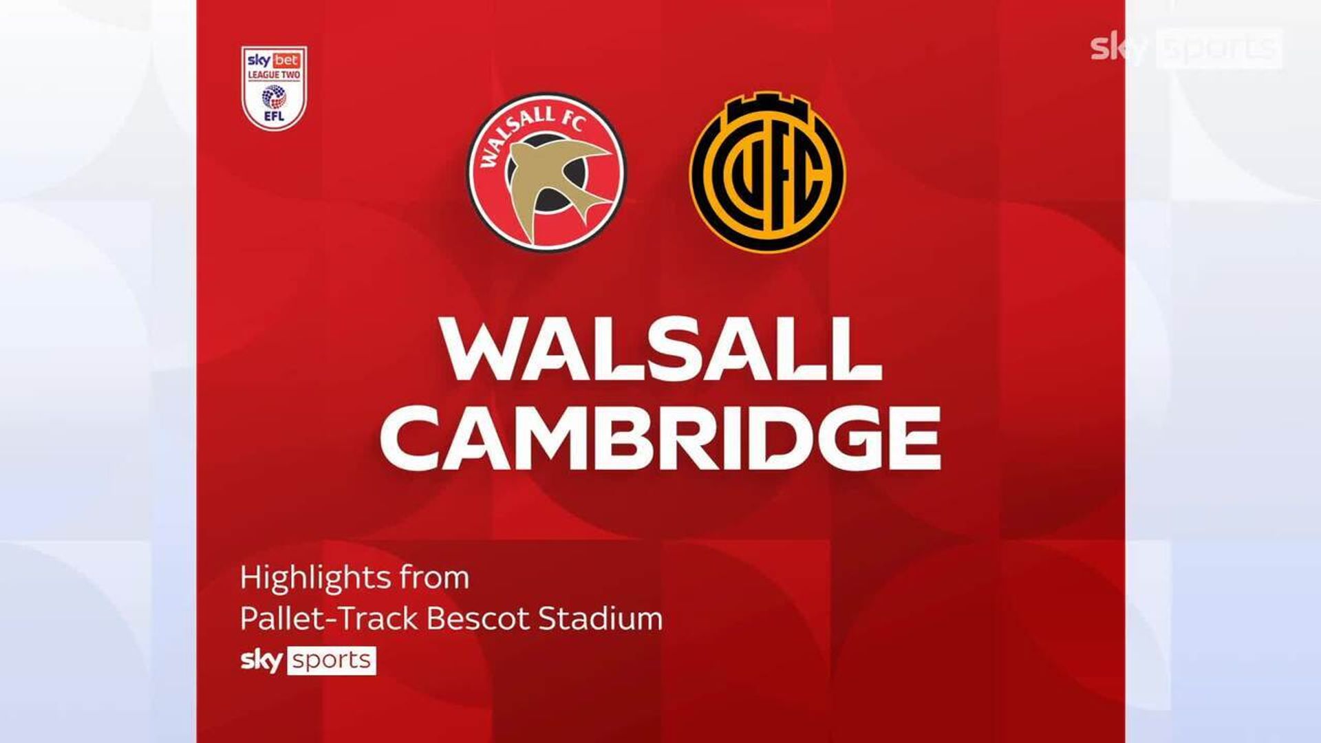 Walsall 0-0 Cambridge 