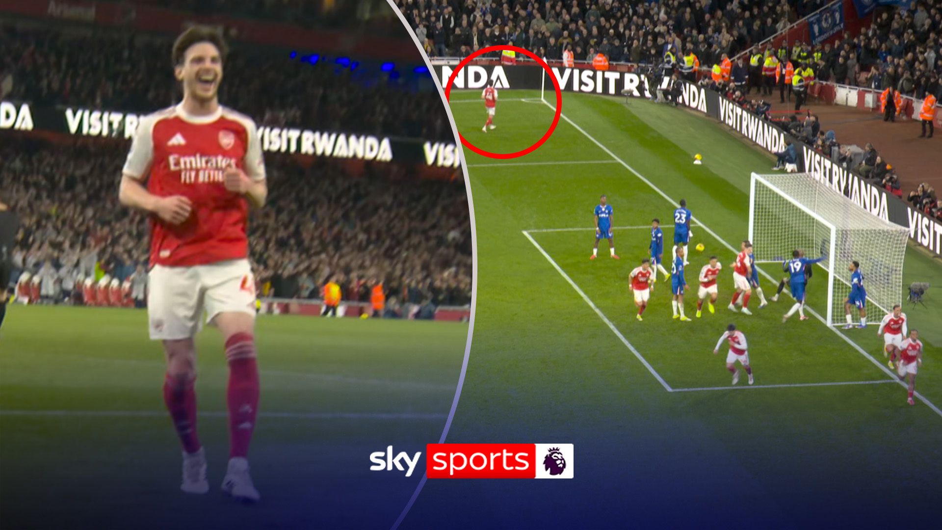 Miss this?! Rice laughs at Chelsea fans after Arsenal goal!