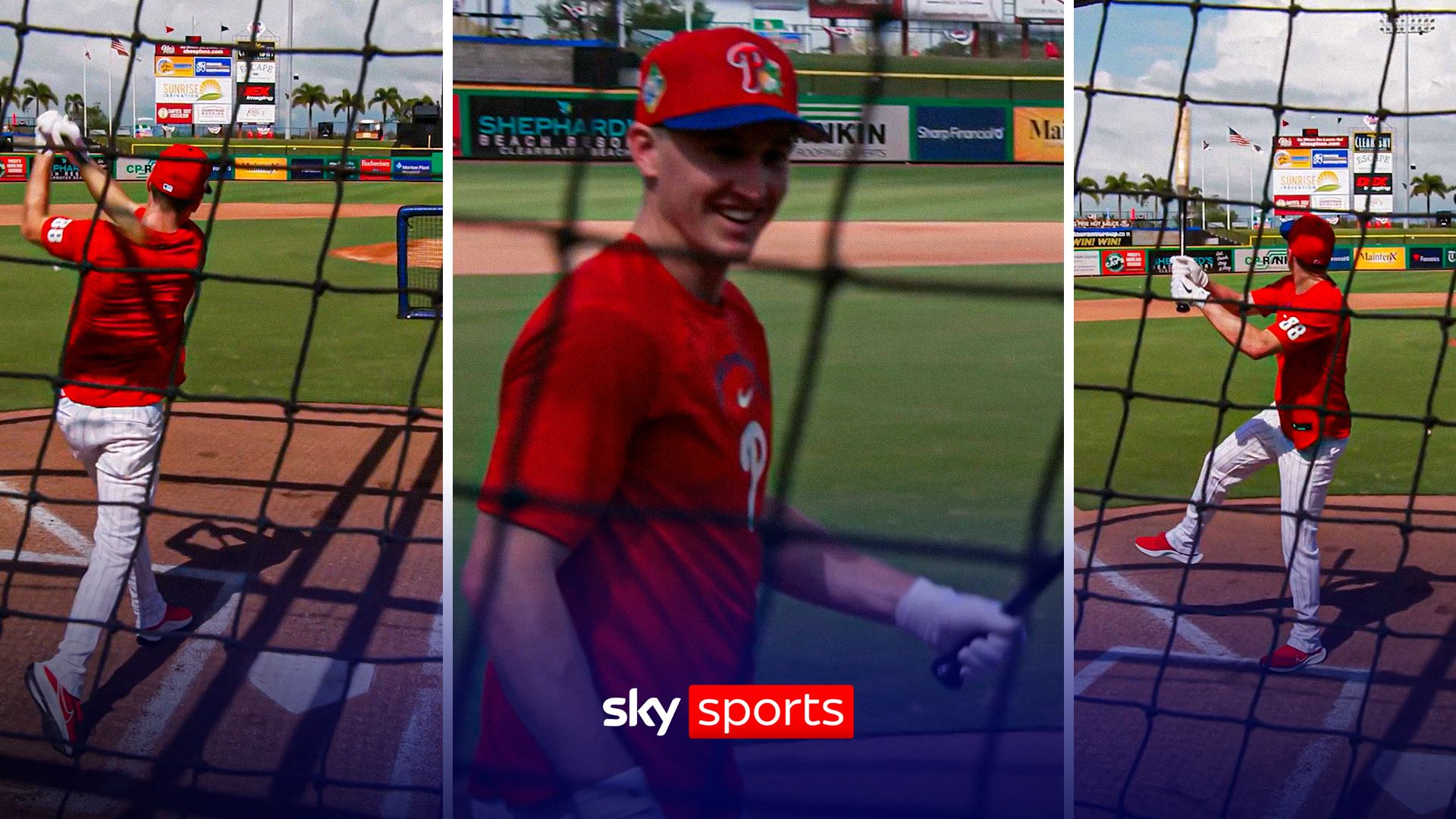 England skipper Brook smashes home run in baseball practice!