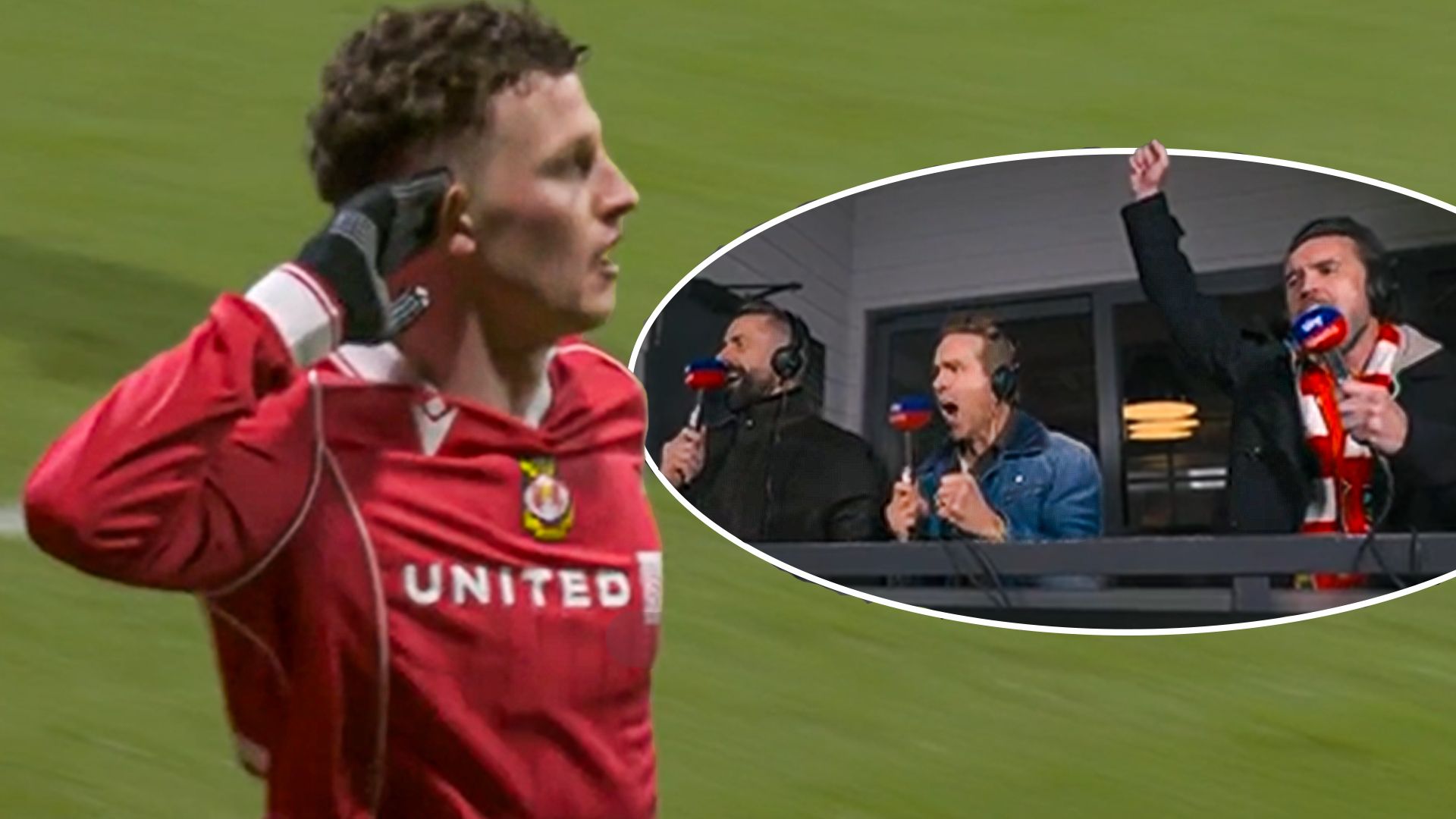 'Stay in the bathroom!' | Rob and Ryan go WILD as Wrexham go goal up against Swansea