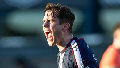 Dundee's Finlay Robertson celebrates the win over Motherwell