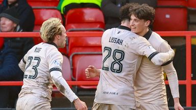 Falkirk's Barney Stewart celebrates scoring to make it 1-1 against Aberdeen