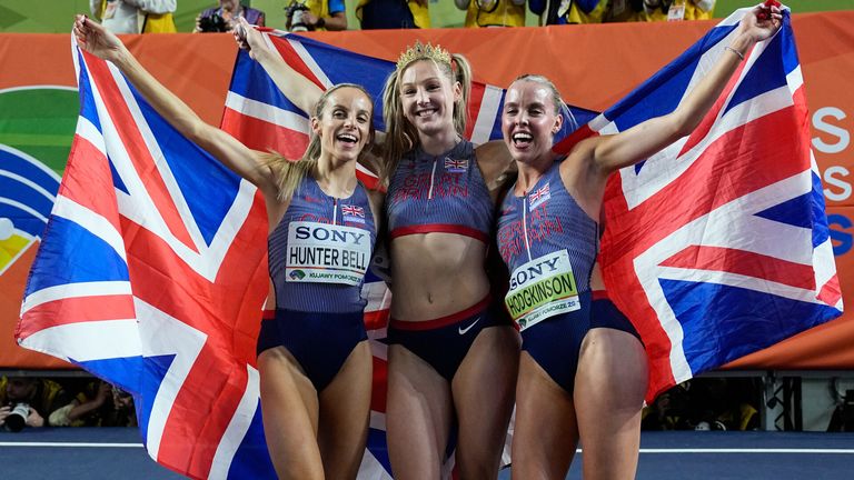 Georgia Hunter Bell, Molly Caudery and Keely Hodgkinson won their events at the World Indoor Championships within the span of just 30 minutes