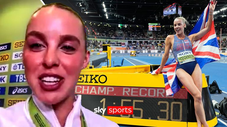 Keely Hodgkinson speaks after winning 800m gold in a championship record time at the World Athletics Indoor Championships