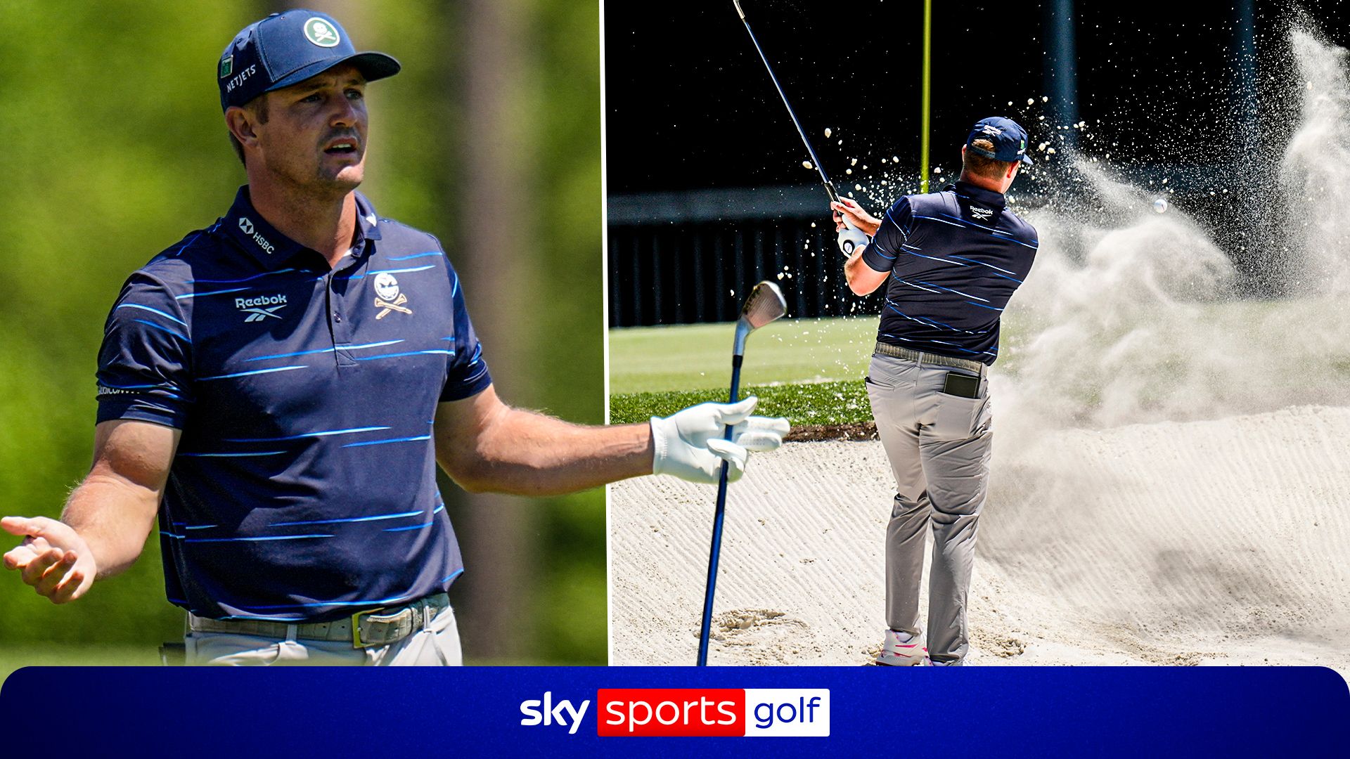 Disaster! DeChambeau takes THREE shots to get out bunker at Amen Corner!