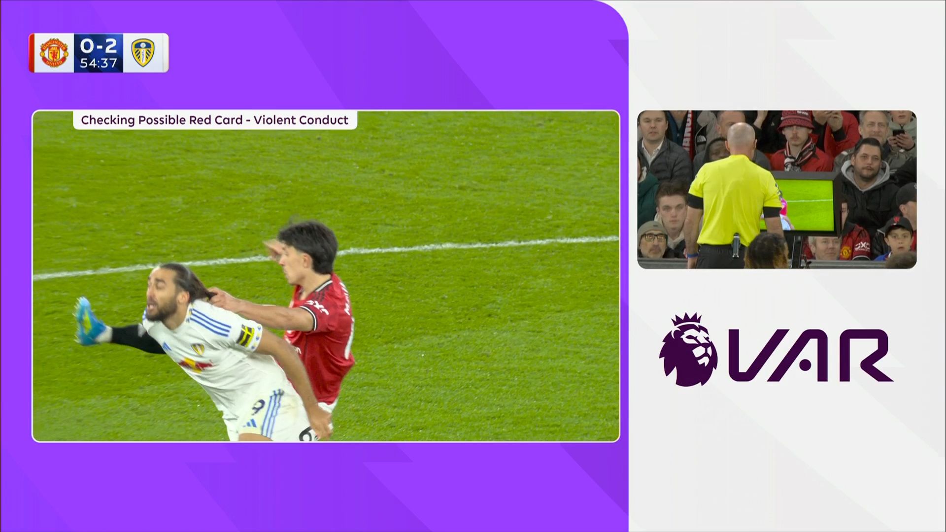 Martinez SENT OFF after VAR review for hair pull on Calvert-Lewin