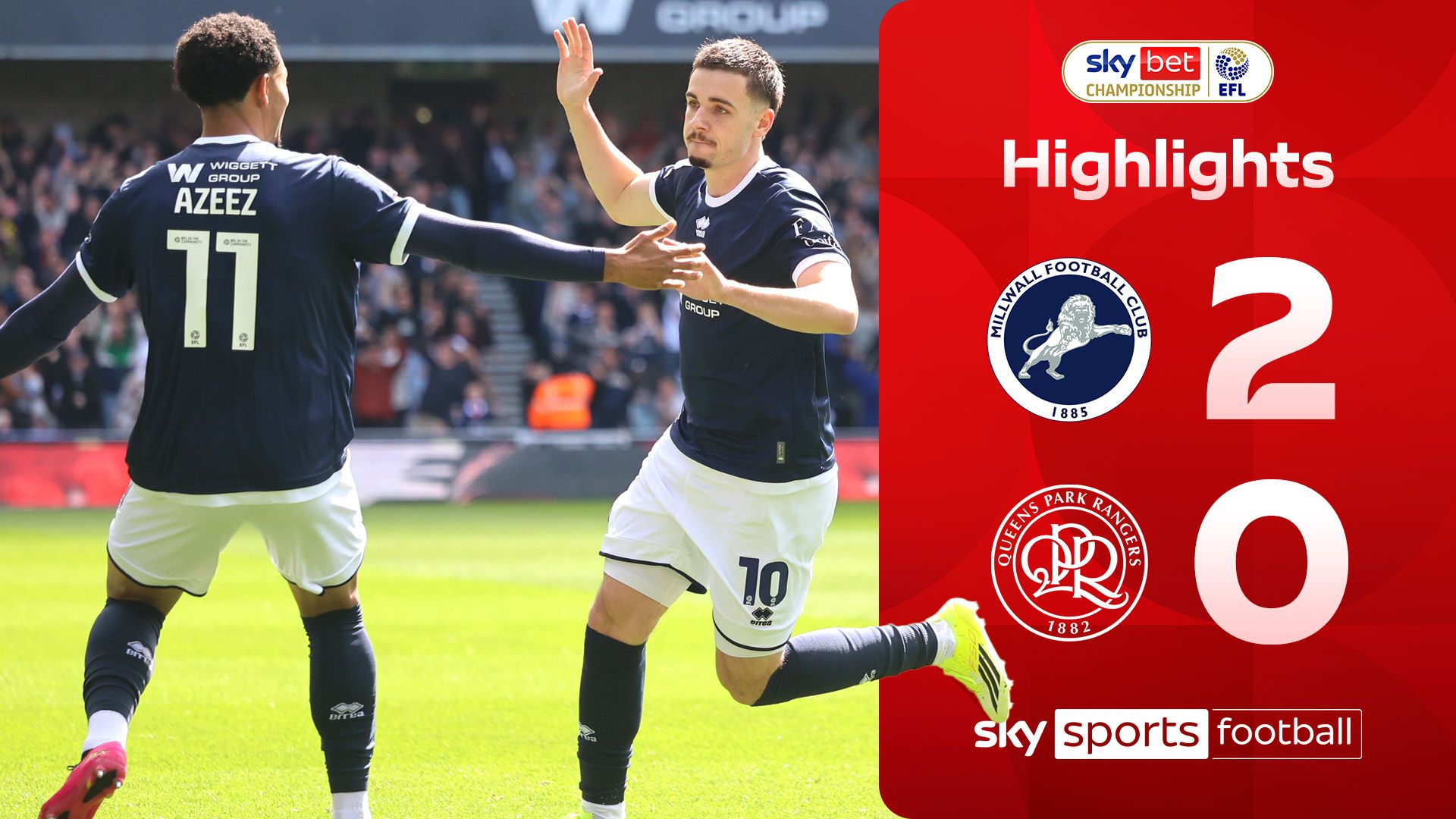 Millwall go second in Championship with win over QPR