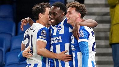 Danny Welbeck celebrates as Brighton thrashed Chelsea