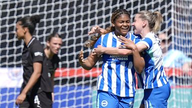 Brighton's Madison Haley celebrates after scoring the equaliser