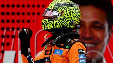 Lando Norris celebrates victory in the Miami Sprint