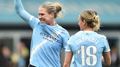 Knaak celebrates after scoring her late winner for Man City 