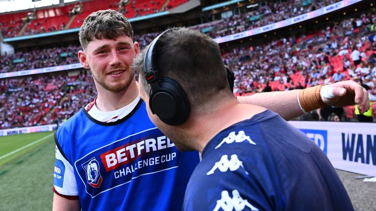 Farrimond finds out he has won the Lance Todd Trophy