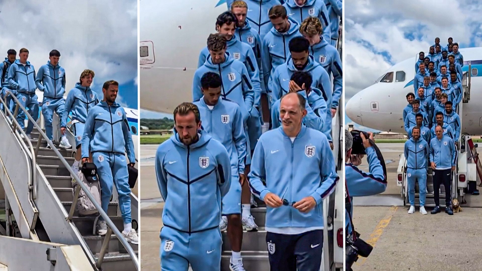 Touchdown! England squad land in Kansas City