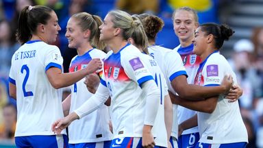 England celebrate Jess Carter's opener against Ukraine