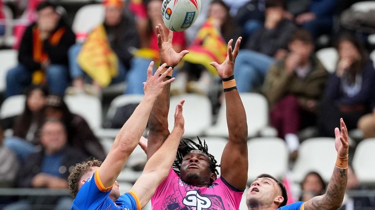 Junior Nsemba showed his sensational high ball skill to score Wigan's second try
