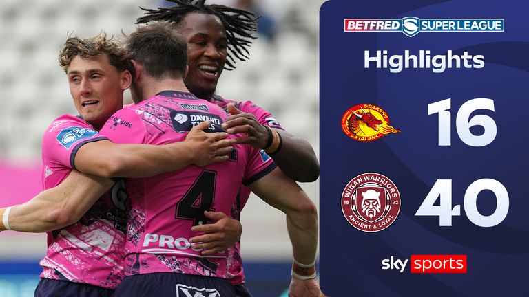 Highlights of the Super League clash between Catalans Dragons and Wigan Warriors