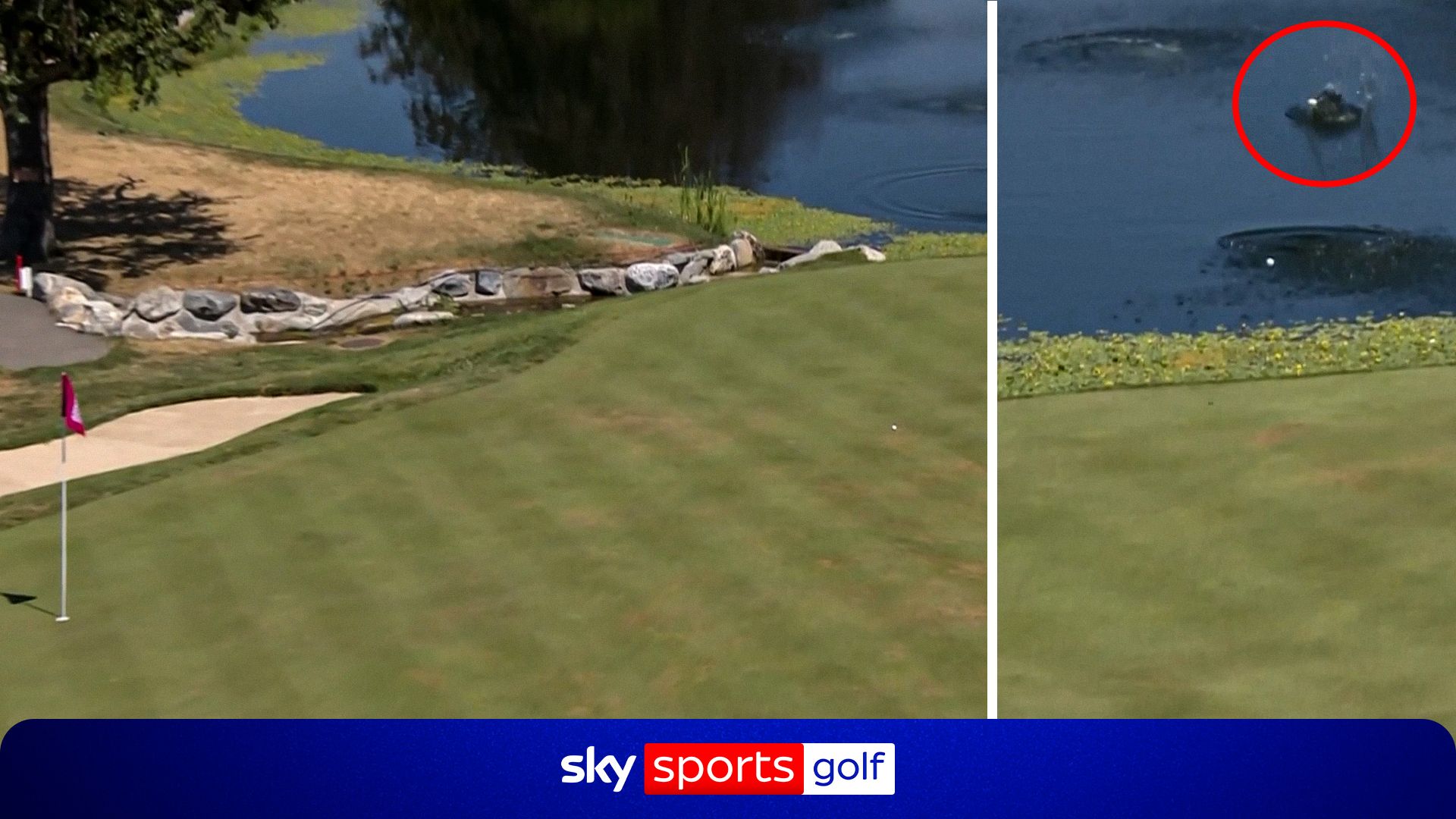 'That makes no scientific sense!' | Unbelievable golf shot as ball SKIMS off water