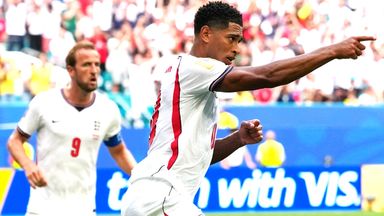 Jude Bellingham celebrates after scoring against Norway
