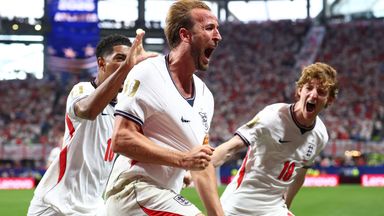Harry Kane celebrates the first of his two goals against Congo 
