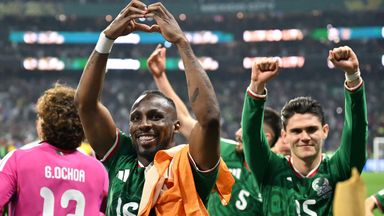 Julian Quinones celebrates Mexico's win over Ecuador