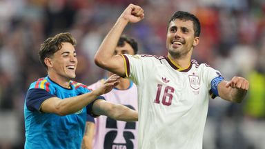 Rodri celebrates Spain's 2-0 win over France in Dallas